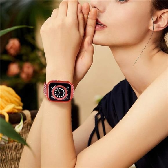 New Red Luxury Bling Apple Watch Band+ 2 Cases - Picture 4 of 5